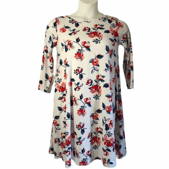 Honey and Lace T Shirt Dress Pockets Stretch A-Line Floral Pattern XS 3/4 Sleeve - Picture 1 of 4